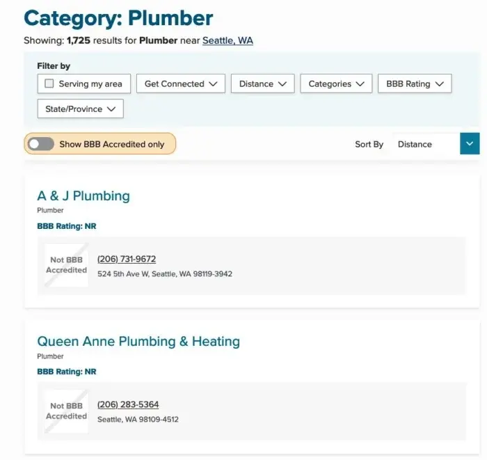 NAP info from the better business bureau.